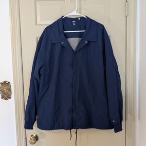 DSG Men's Coach Jacket Navy Lightweight Snap Button and Drawstring Hem Size XXL